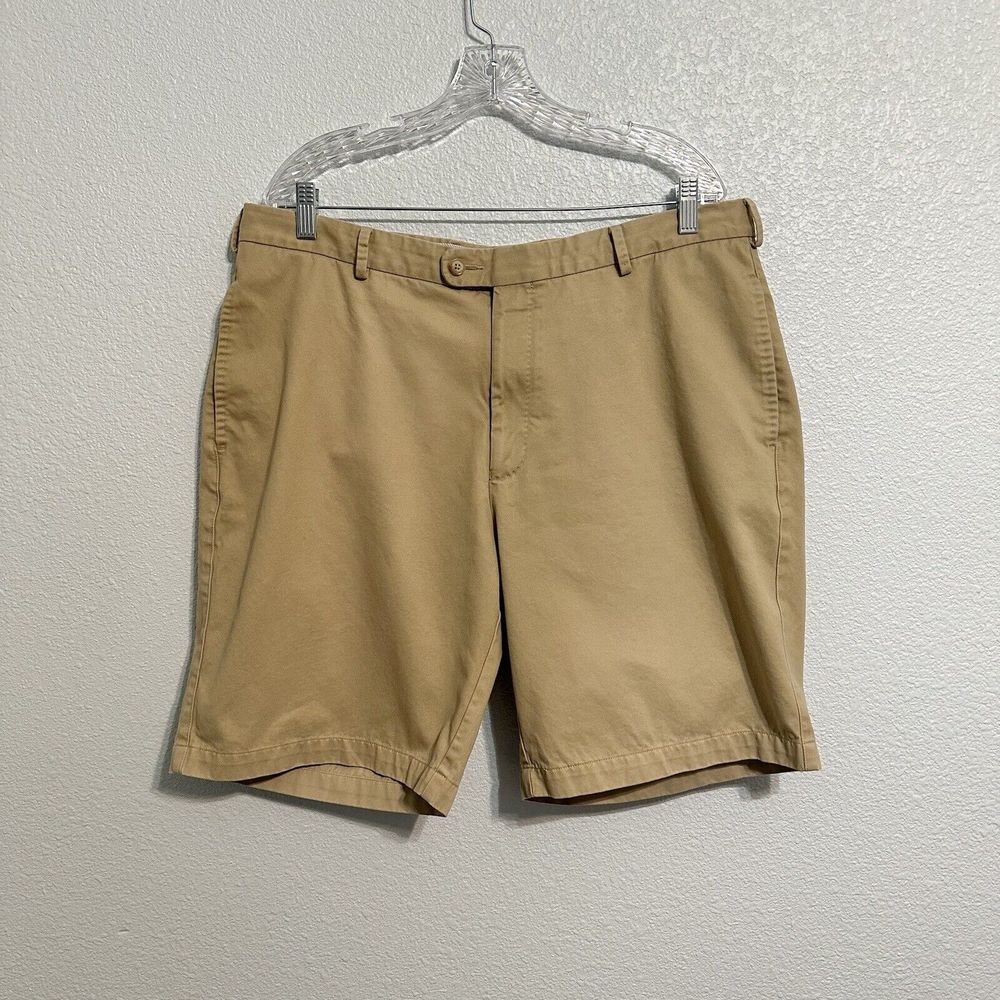 Peter Millar Khaki Shorts Mens Size 38 Beige Performance Golf Activewear Chino